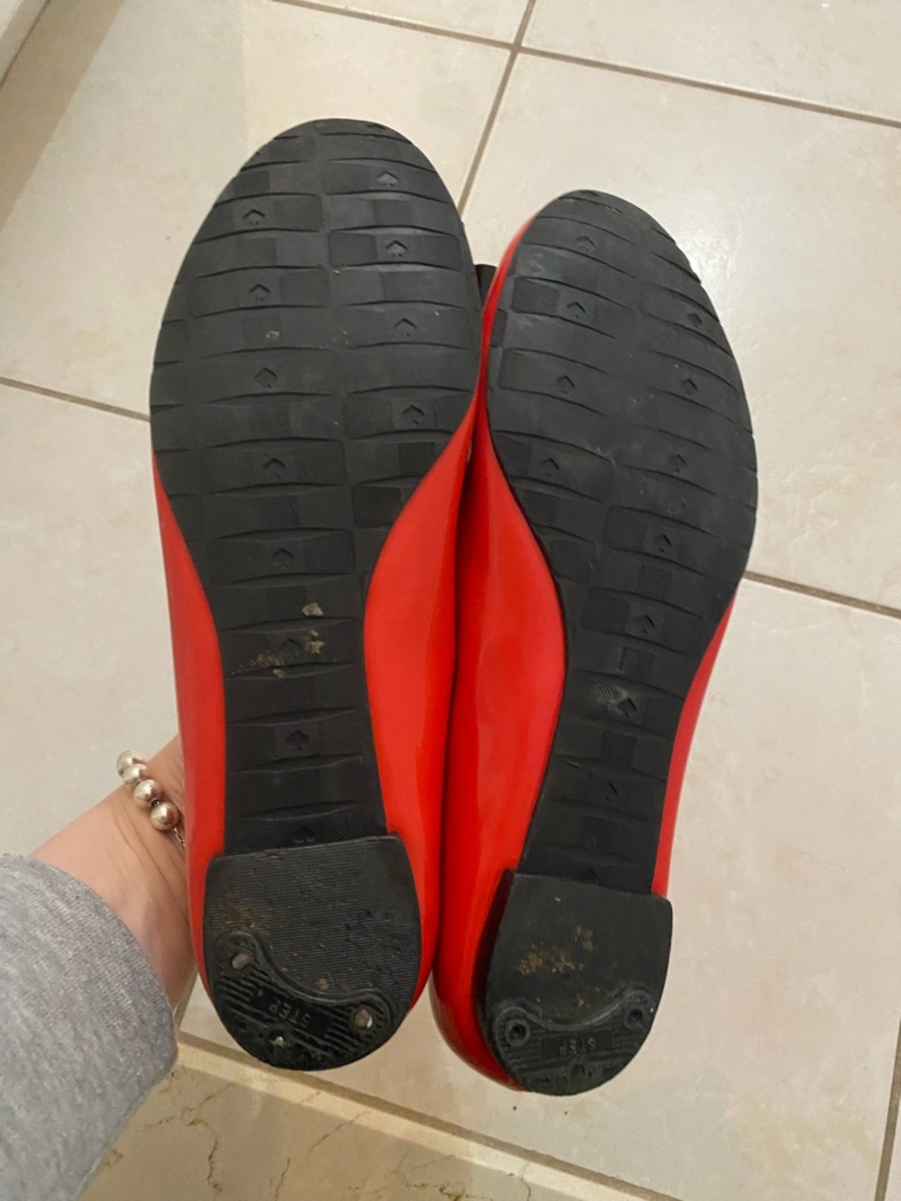 kate spade Red Patent Leather Flats with Black Bow & Gold Accent - Picture 3 of 4